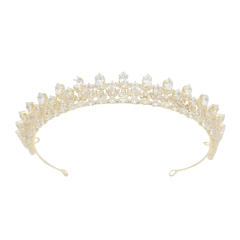 Zircon crown headdress metal plating Korean-style diamond crown wedding hair accessories
