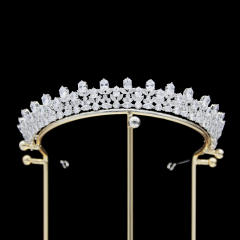Zircon crown headdress metal plating Korean-style diamond crown wedding hair accessories