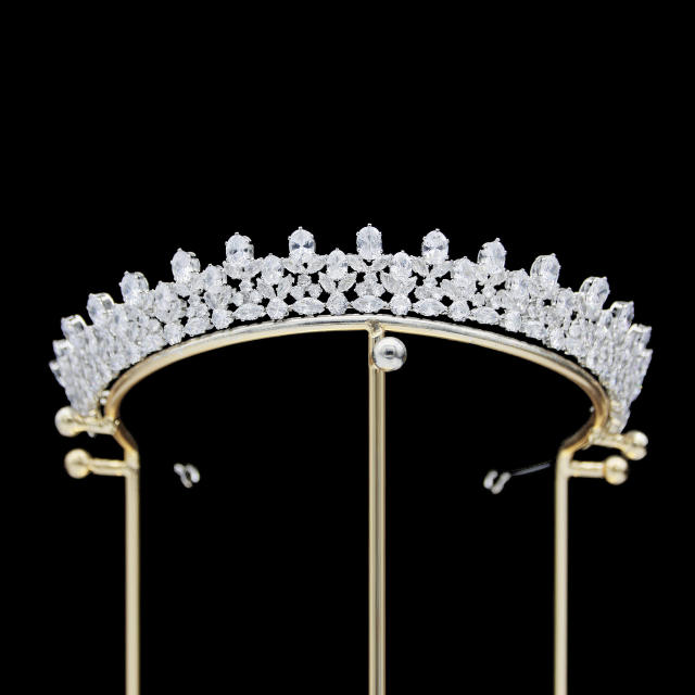 Zircon crown headdress metal plating Korean-style diamond crown wedding hair accessories