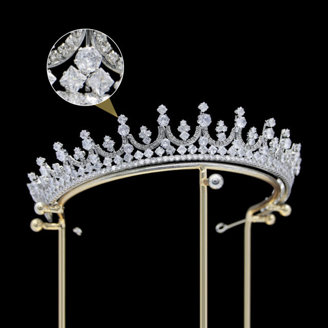 Zircon Bridal Crown Tiara Metal Electroplating Korean Style Diamond Crown Wedding Hair Accessories