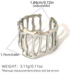 Concise hollow out geometric stainless steel rings band