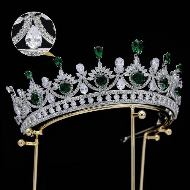 Delicate zircon bride crown headdress metal plating Korean-style diamond crown wedding