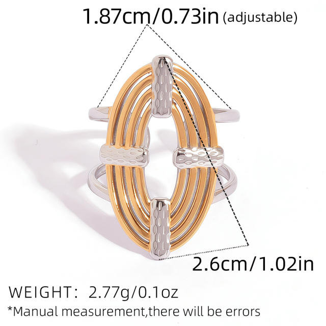 Creative geometric oval stainless steel rings