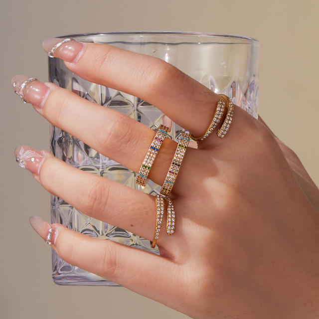 Real gold plated diamond stainless steel rings