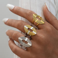 Creative geometric oval stainless steel rings