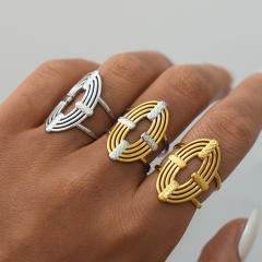 Creative geometric oval stainless steel rings