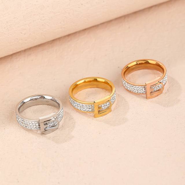 Decorative Belt Ring Light Luxury stainless steel rings