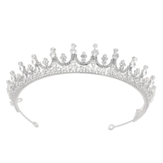 Zircon Bridal Crown Tiara Metal Electroplating Korean Style Diamond Crown Wedding Hair Accessories
