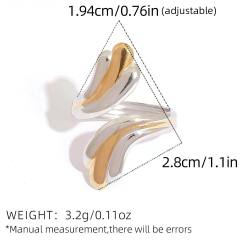 Geometric line leaf design stainless steel rings