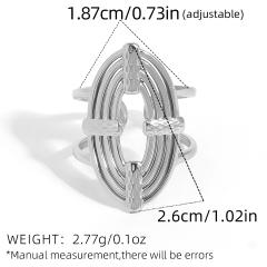 Creative geometric oval stainless steel rings