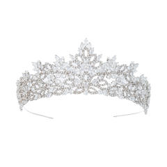 Luxury zircon bride crown headdress baroque banquet Korean style diamond crown wedding