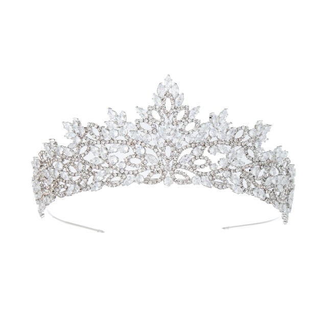 Luxury zircon bride crown headdress baroque banquet Korean style diamond crown wedding