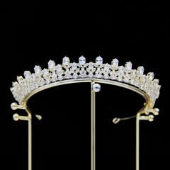 Zircon crown headdress metal plating Korean-style diamond crown wedding hair accessories