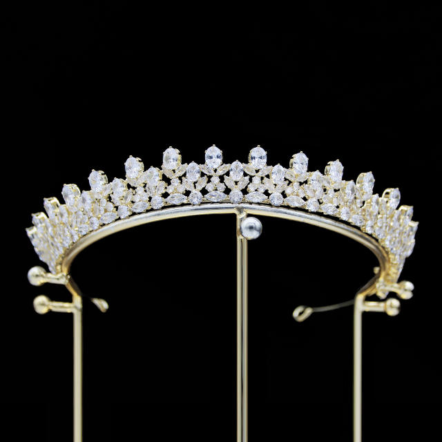 Zircon crown headdress metal plating Korean-style diamond crown wedding hair accessories