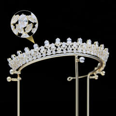 Zircon crown headdress metal plating Korean-style diamond crown wedding hair accessories