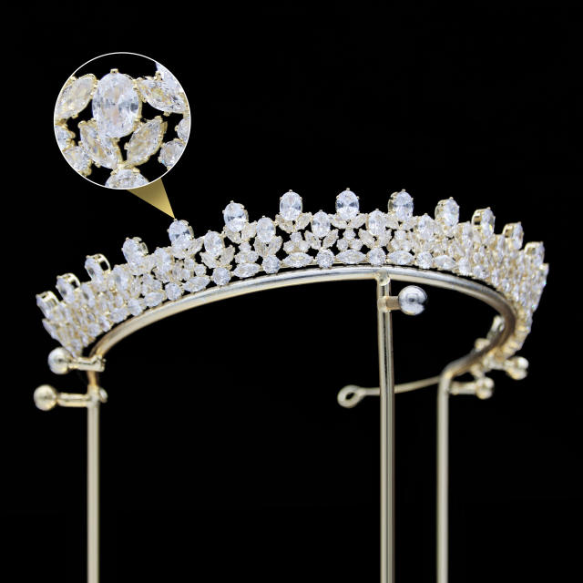 Zircon crown headdress metal plating Korean-style diamond crown wedding hair accessories