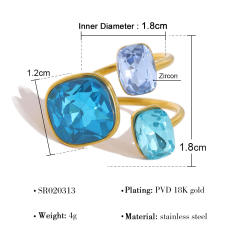 Colorful cubic zircon statement stainless steel rings