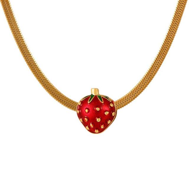 Punk trend color enamel heart bee ladybug snake chain stainless steel necklace choker