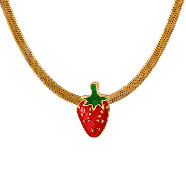 Punk trend color enamel heart bee ladybug snake chain stainless steel necklace choker