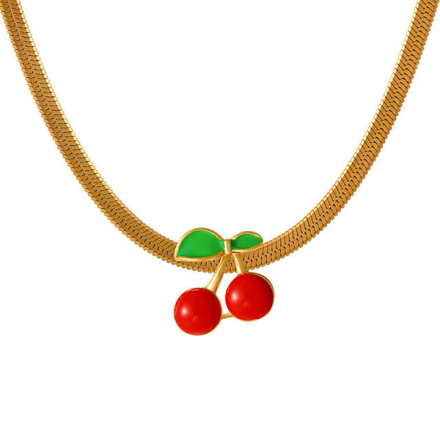 Punk trend color enamel heart bee ladybug snake chain stainless steel necklace choker