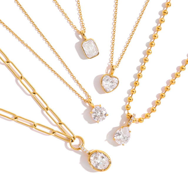 18KG dainty stainless steel necklace diamond necklace
