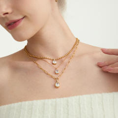 18KG dainty stainless steel necklace diamond necklace