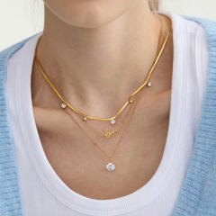 18KG dainty stainless steel necklace diamond necklace
