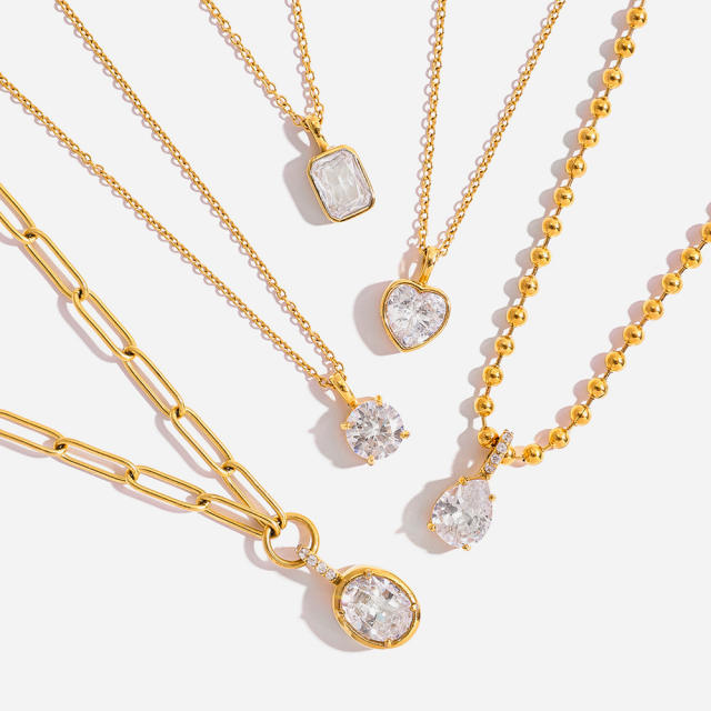 18KG dainty stainless steel necklace diamond necklace