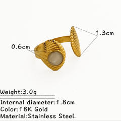 Natural stone statement stainless steel rings
