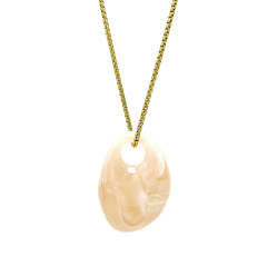 Irregular oval acrylic pendant stainless steel chain necklace long necklace