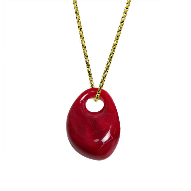 Irregular oval acrylic pendant stainless steel chain necklace long necklace
