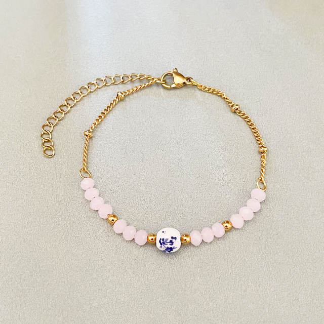 Hot sale boho colorful bead Ceramic beads bracelet for women