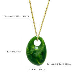 Irregular oval acrylic pendant stainless steel chain necklace long necklace