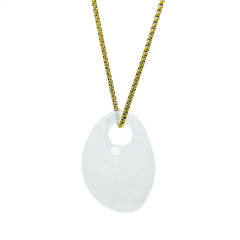 Irregular oval acrylic pendant stainless steel chain necklace long necklace