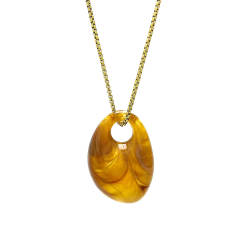Irregular oval acrylic pendant stainless steel chain necklace long necklace