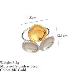 Unique two tone flower petal geometric stainless steel rings