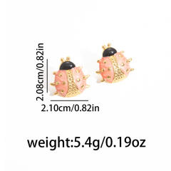 Cute color enamel ladybug stainless steel studs earrings