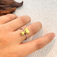 Unique two tone flower petal geometric stainless steel rings