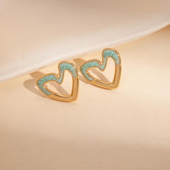 Easy match color enamel heart studs earrings stainless steel earrings
