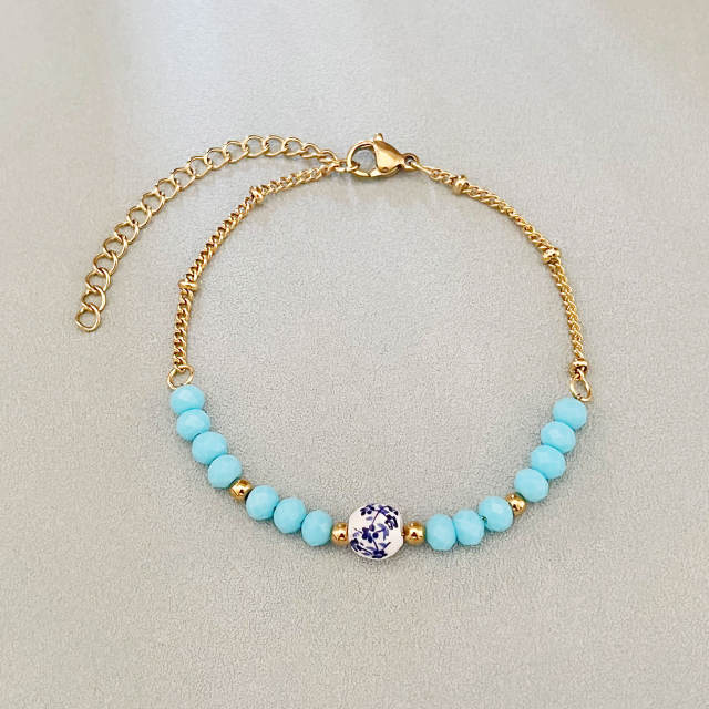 Hot sale boho colorful bead Ceramic beads bracelet for women
