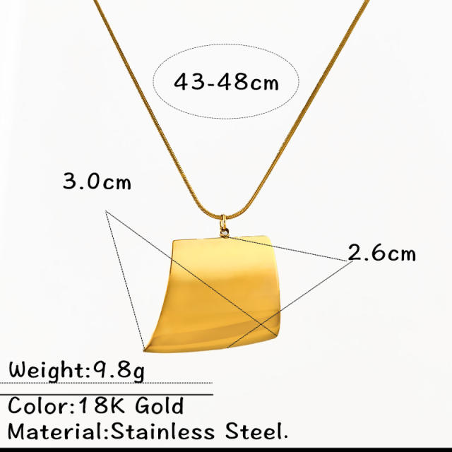 Gold color geometric pendant flower petal pendant stainless steel necklace