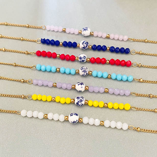 Hot sale boho colorful bead Ceramic beads bracelet for women