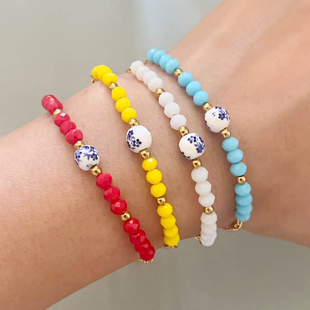 Hot sale boho colorful bead Ceramic beads bracelet for women