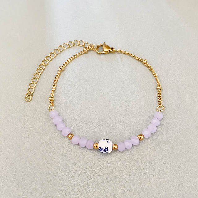 Hot sale boho colorful bead Ceramic beads bracelet for women