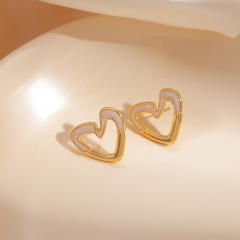 Easy match color enamel heart studs earrings stainless steel earrings