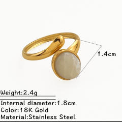 Natural stone statement stainless steel rings