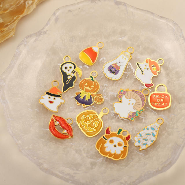 Halloween accessory Bracelet Necklace Earrings Stainless Steel enamel diy charm pendant