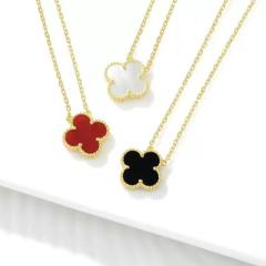 15MM classic single clover pendant stainless steel necklace for women