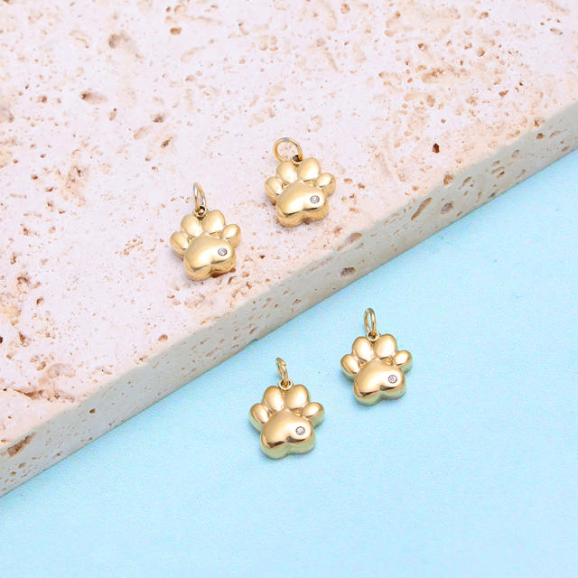 4pcs/set Sweet Cat's Paw stainless steel pendant diy charm