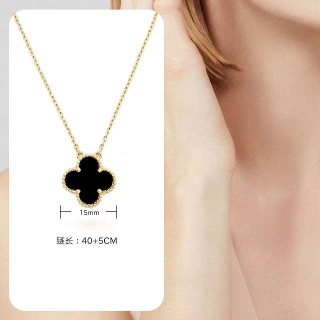 15MM classic single clover pendant stainless steel necklace for women